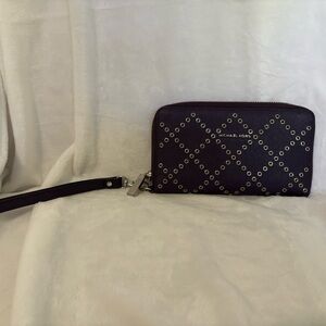 Michael Kors Black Studded Zip-Around Wristlet